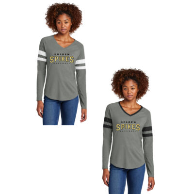 Golden Spikes Ladies Halftime Long Sleeve V Neck Tee Thumbnail