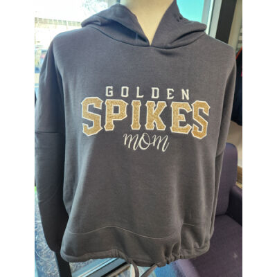 NEW-Golden Spikes Ladies Cropped Glitter and Embroidered Hoodie Thumbnail